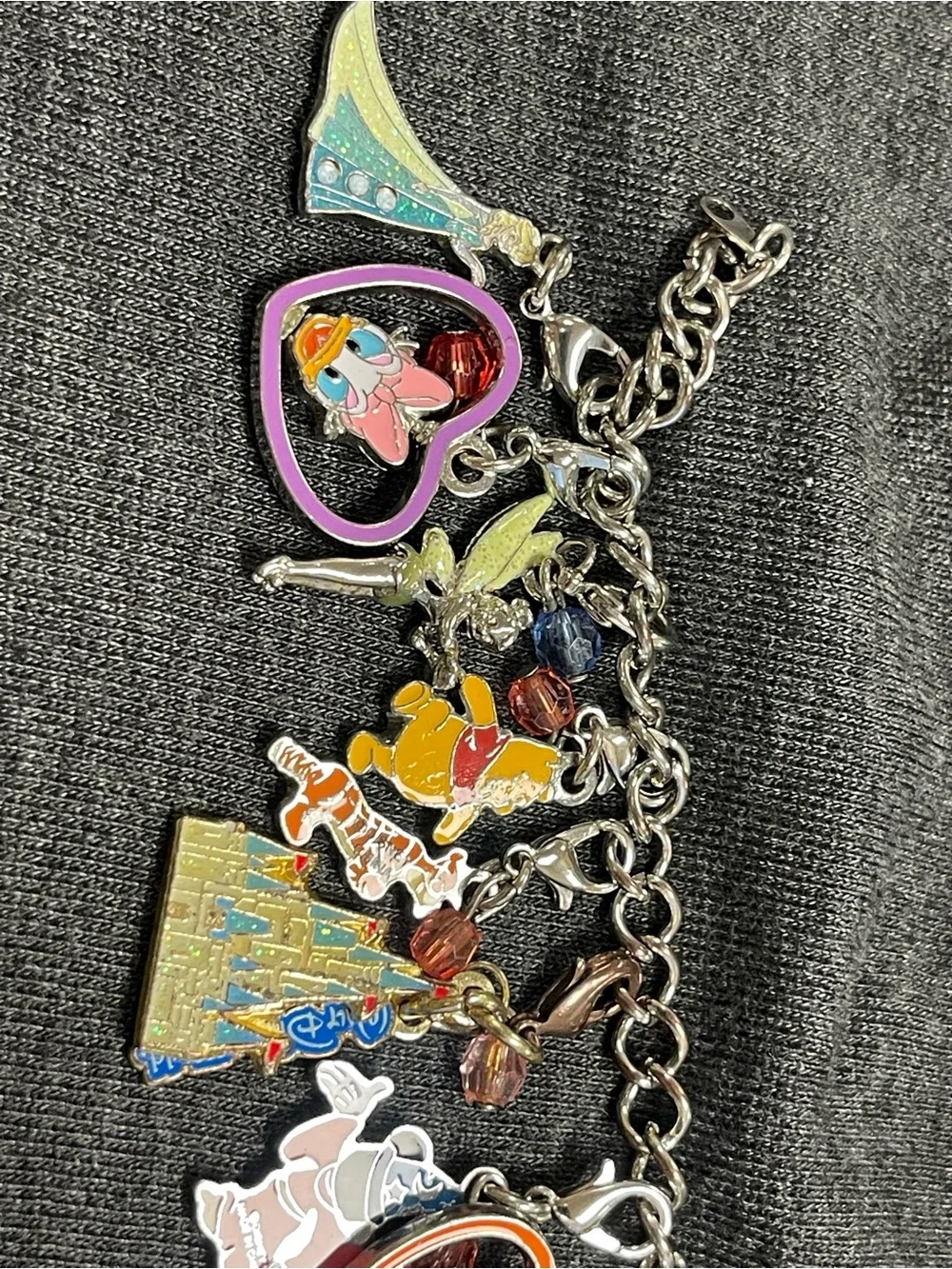 Disney Silver-Tone Multicolor Enamel Charm Bracelet